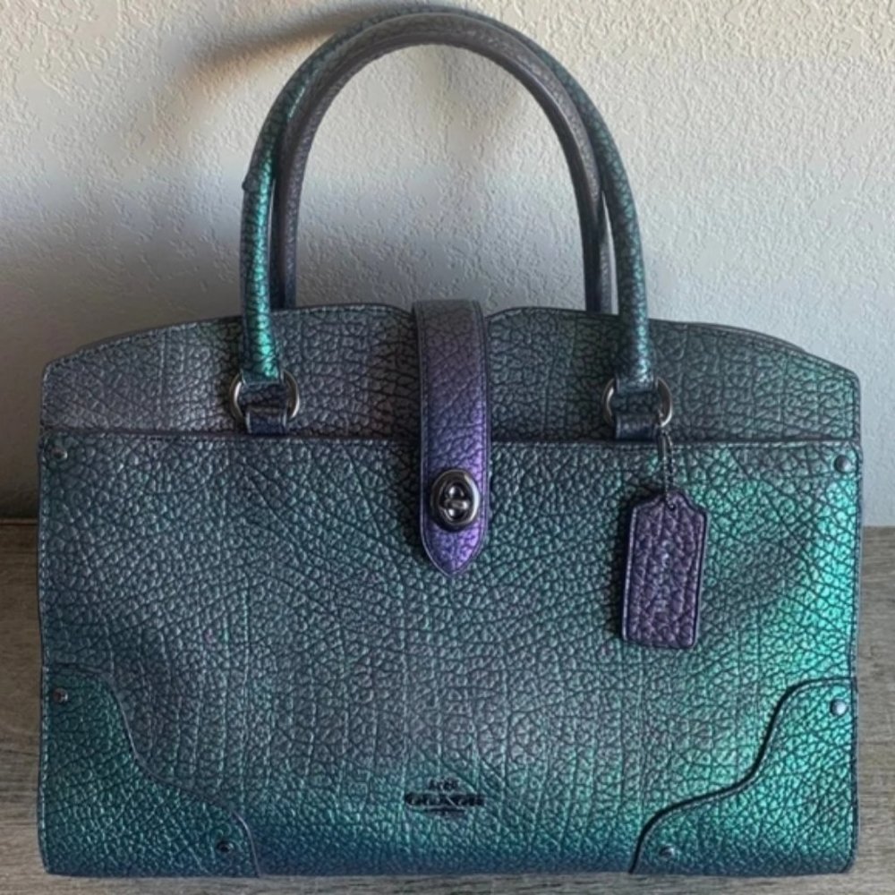 RARE!!! 🦄LARGE🦄 COACH MERCER 30 HOLOGRAM OIL-SLICK MERMAID SATCHEL - Picture 14 of 14